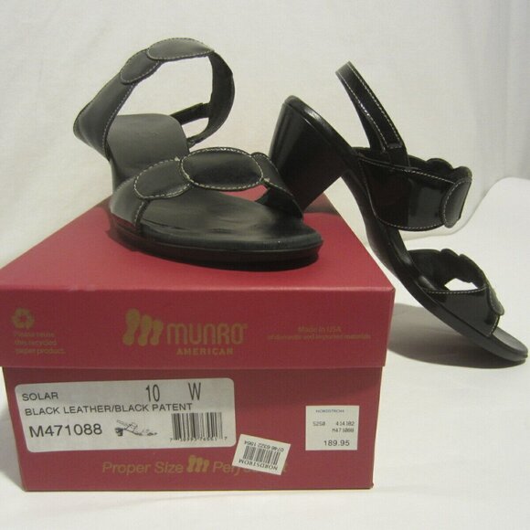 MUNRO Solar black Patent sandals heels shoes Women 10 $189 NORDSTROM - Picture 1 of 7